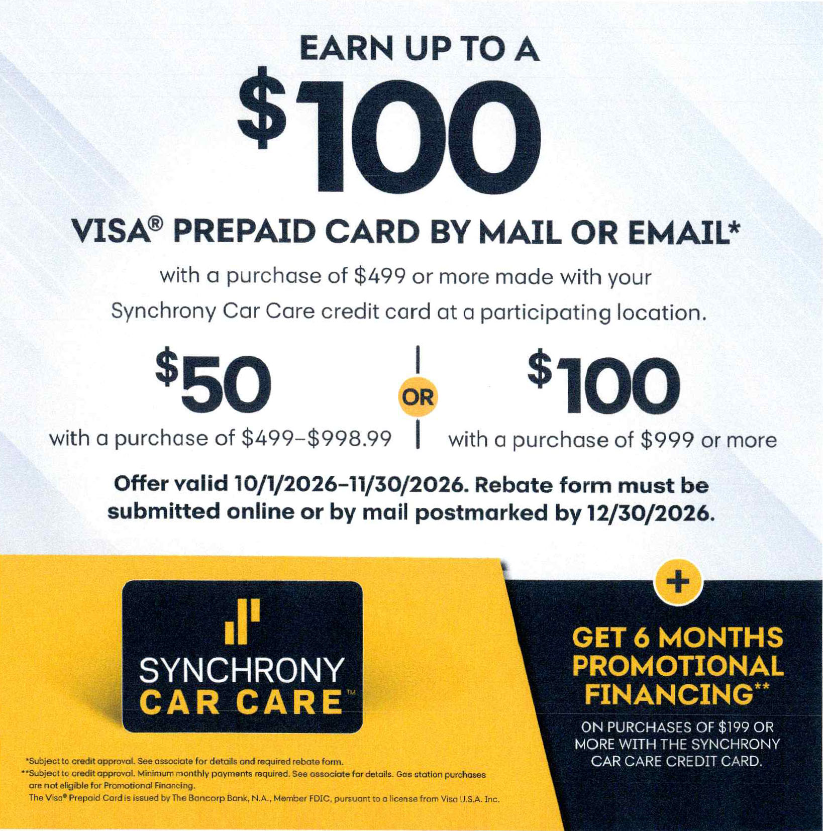 Synchrony $100 Prepaid Card Offer